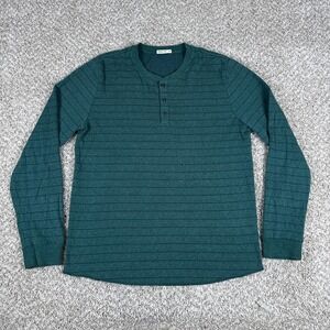 Marine Layer Shirt Mens M/L Green Henley Long Sleeve Pullover Double Knit Soft